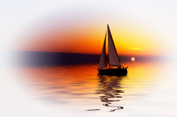 Obraz na płótnie Canvas sailing and sunset