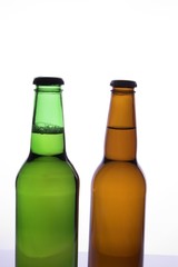 two beer bottles isolated