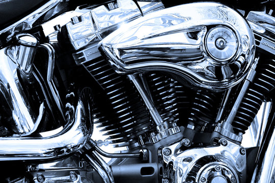 Fototapeta gros plan du moteur d'une moto de légende