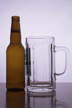 a beer bottle and a pitcher