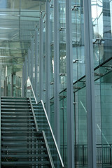 glass stairs and wall