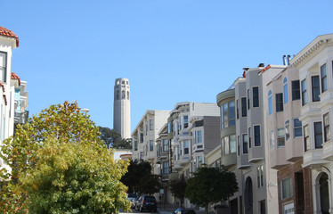 coit tower and san francisco street