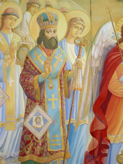 wall of church with icons