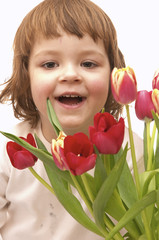 girl and flowers