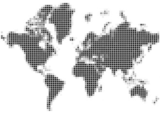 black and white mozaic map of the world