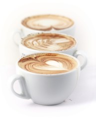 row of 3 cappuccino cup