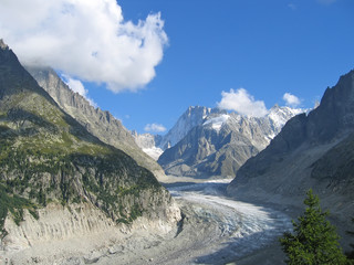 meanders of the sea of ice, mont blanc, france, the alps