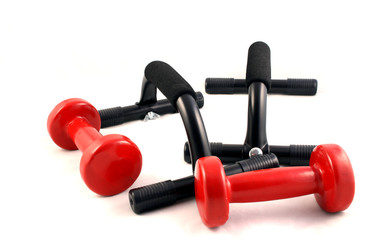 dumbbells and press up bars