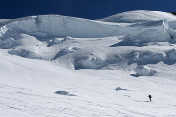 ski touring on a glacier