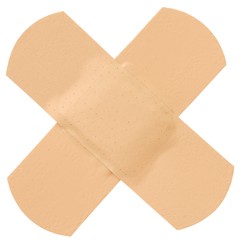 Two crossed adhesive bandages