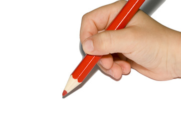 hand writing red pencil