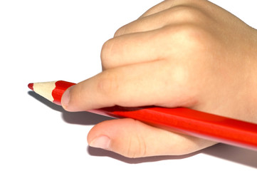 hand writing red pencil