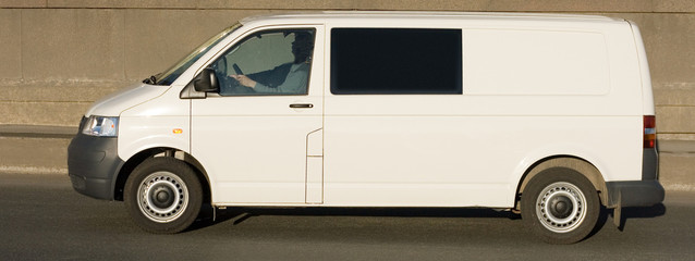 small blank white van truck