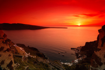 sunset in santorini
