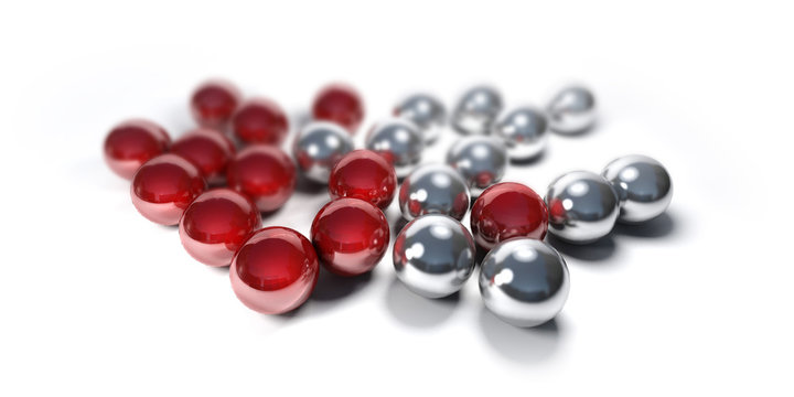 red and white balls