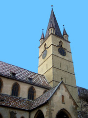Fototapeta na wymiar historic tower with clock