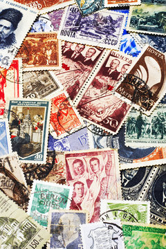 collection of soviet postal stamps