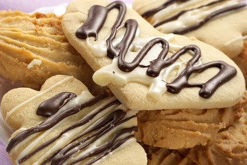 figured cookies glazed by chocolate