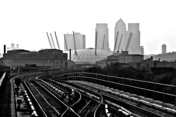 canary wharf & the millennium dome, london uk