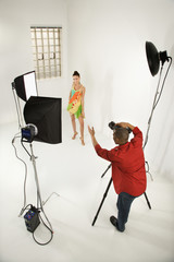 young male photographer and young female model