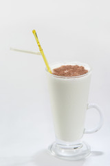 white drink witch chocolate on white background