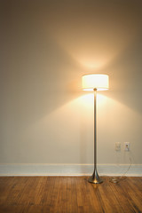 floor lamp on hardwood floor.