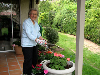 senior woman gardening