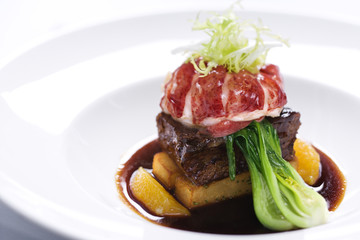 Gourmet meal still life.