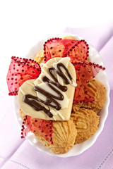 figured cookies glazed by chocolate