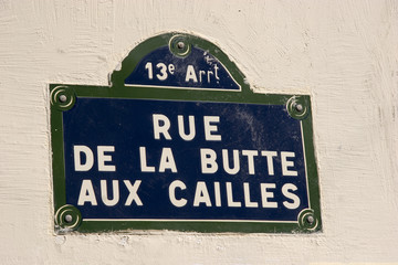 Fototapeta premium panneau rue de la butte aux cailles - paris