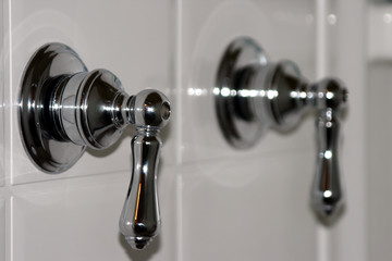 silver shower handles