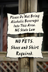 Sign with guidelines on post.