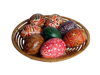easter basket of coloured eggs