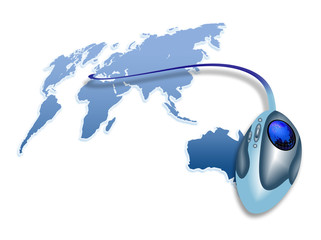 world map and mouse