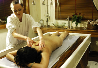 water massage in a health spa
