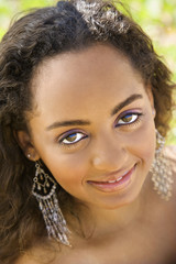 Young woman making eye contact.