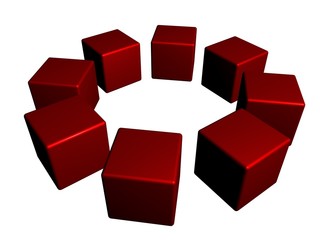 red cubes in a circle