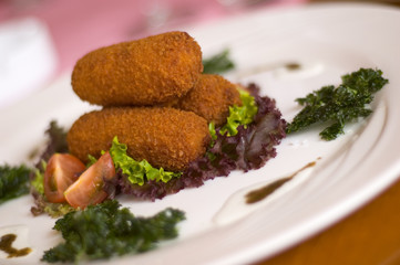 dutch kroketten detail with salad