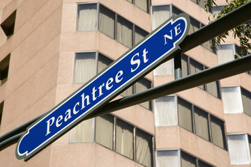 Road sign for Peachtree St. in downtown Atlanta, Georgia.