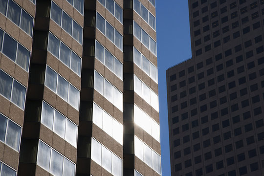 Close-up of buildings in downtown Atlanta, Georgia.