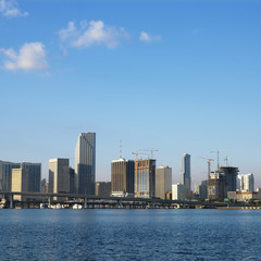 Fototapeta na wymiar Waterfront skyline of Miami, Florida, USA.