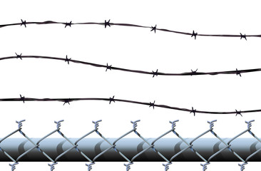 chainlink barbed wire isolated