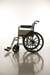 side view of empty wheelchair.