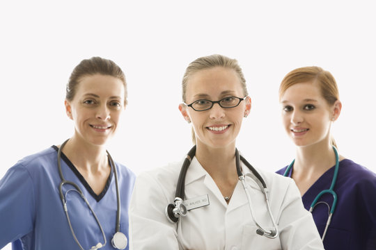 caucasian women medical healthcare workers.