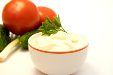 mayonnaise and fresh vegetables
