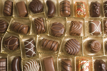chocolate candies in a box