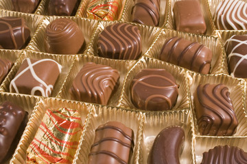 chocolate candies in a box