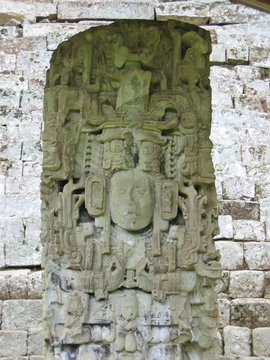 maya deus stone statue, copan, honduras