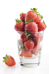 red strawberries in a glass