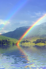 mountains rainbow